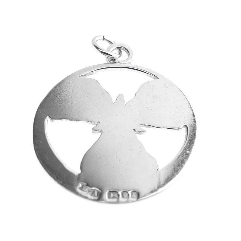 Image 3 of Silver round pendant with guardian angel