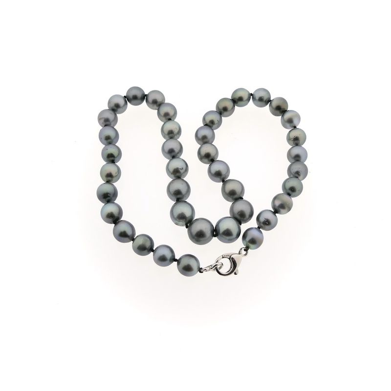 Image 3 of Tahitian pearl necklace with white gold clasp | 46 cm