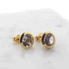 Image 7 of Gold stud earrings with lilac colored zirconia