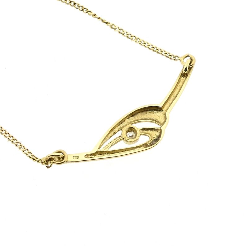 Afbeelding 9 van Gouden gourmetschakel ketting met vaste hanger en zirconia | 43 cm