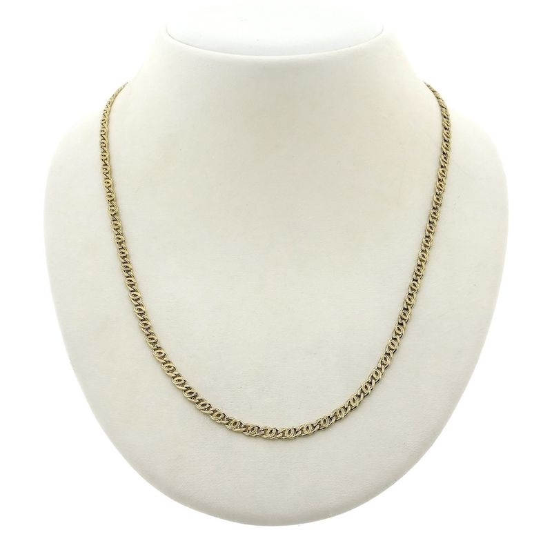 Image 7 of Gold flat gourmet link chain | 46 cm
