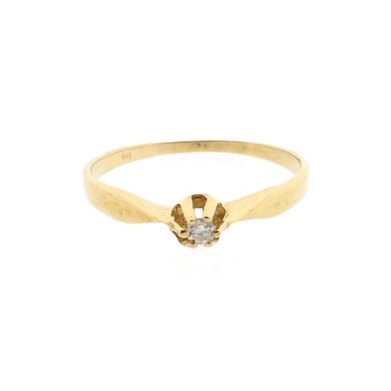 Image 3 of Gold solitaire ring with diamond; 0.03 ct.