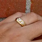 Image 11 of 18 Karat Bicolor Gold Solitaire Ring with Diamond; 0.08 ct.