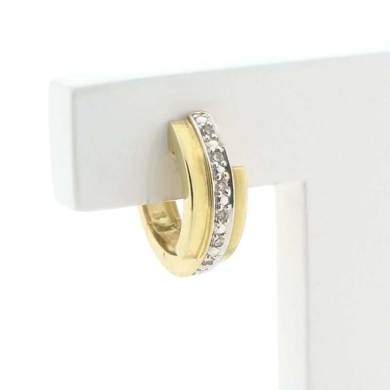 Image 4 of Gold earrings with diamond; 0.06 ct. | Ø 13.9 mm