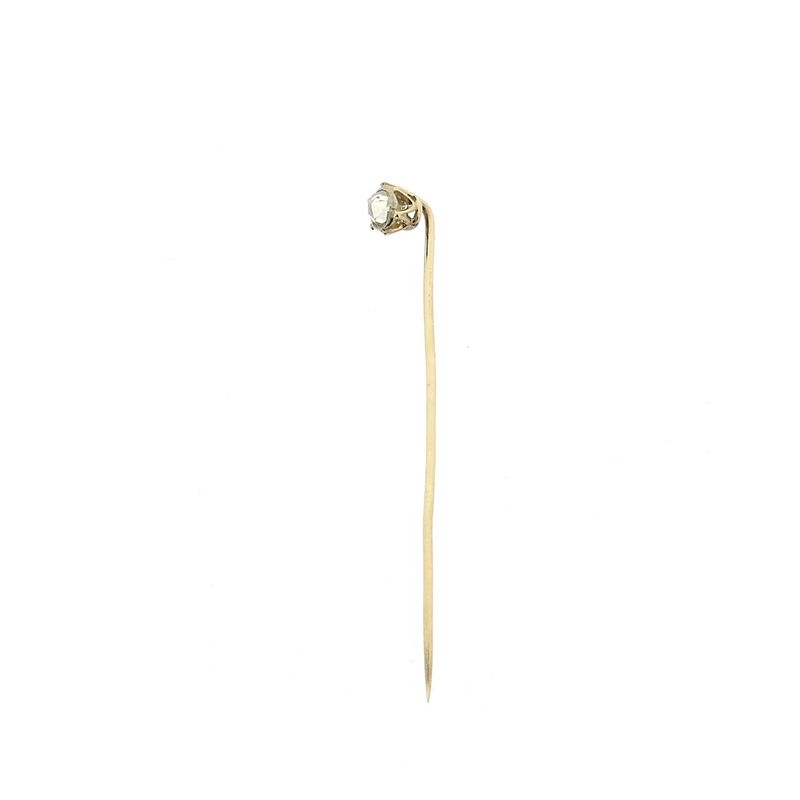 Image 3 of Gold lapel pin, tie pin with rose-cut diamond | Approx. 0.10 ct.
