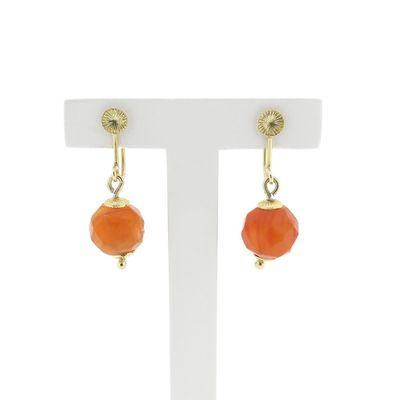 Image 2 of Vintage gold earrings with carnelian