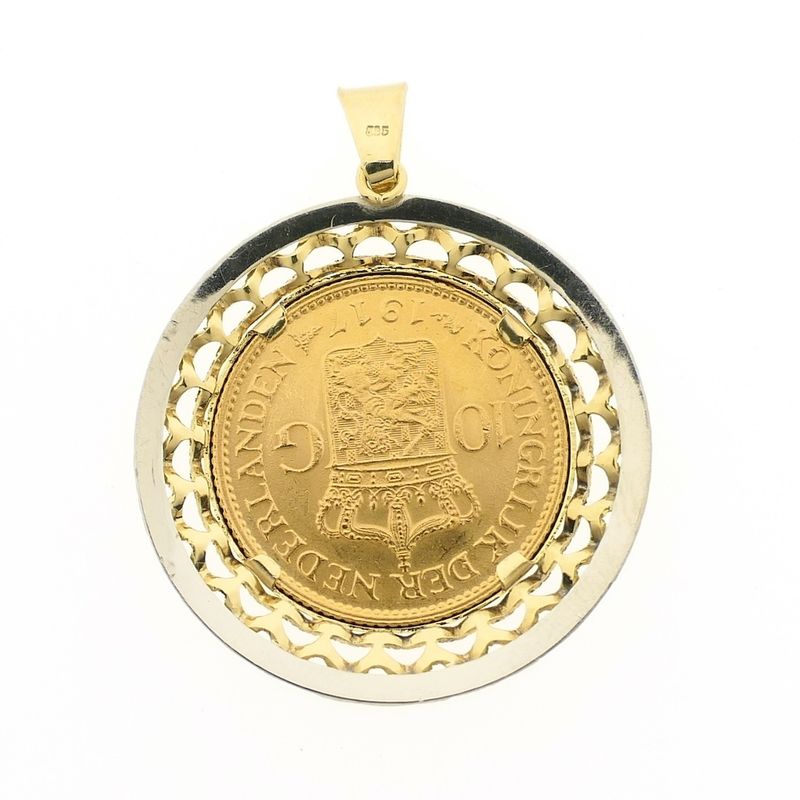 Image 4 of Bicolor pendant of 10 guilder coin Queen Wilhelmina 1917