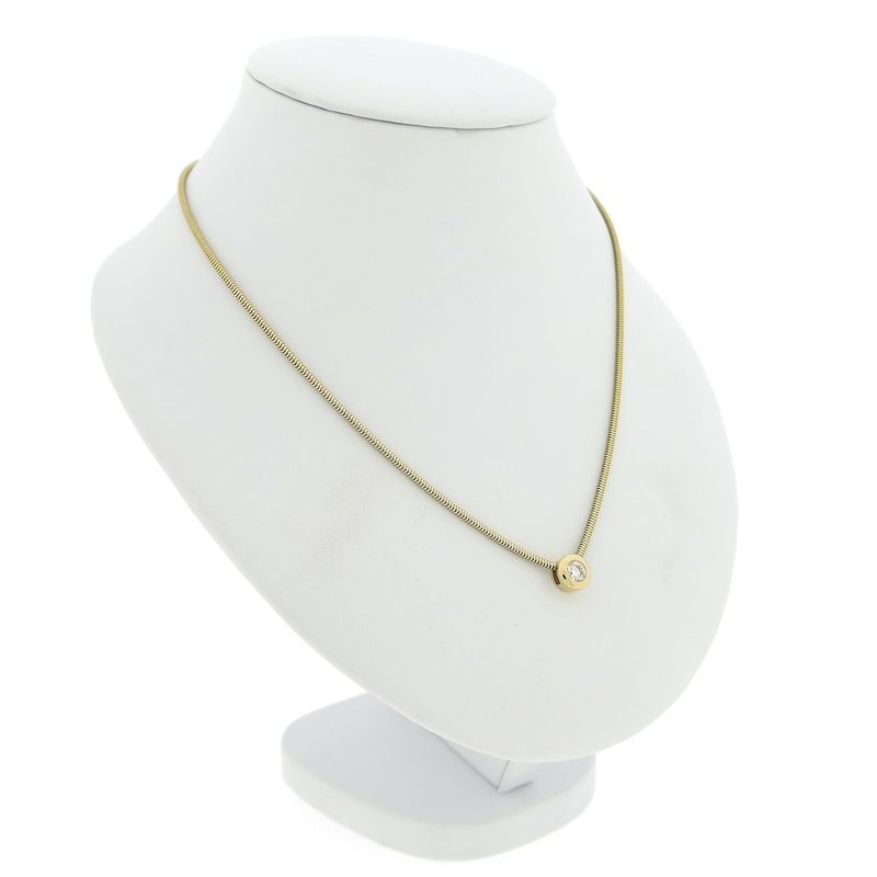 Image 3 of Gold snake link chain with diamond pendant; 0.24 ct. | 38.5 cm