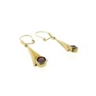 Image 4 of Vintage gold earrings with dark red stone