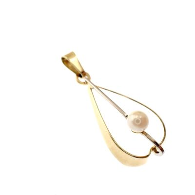 Image 2 of Two-tone gold pendant with pearl