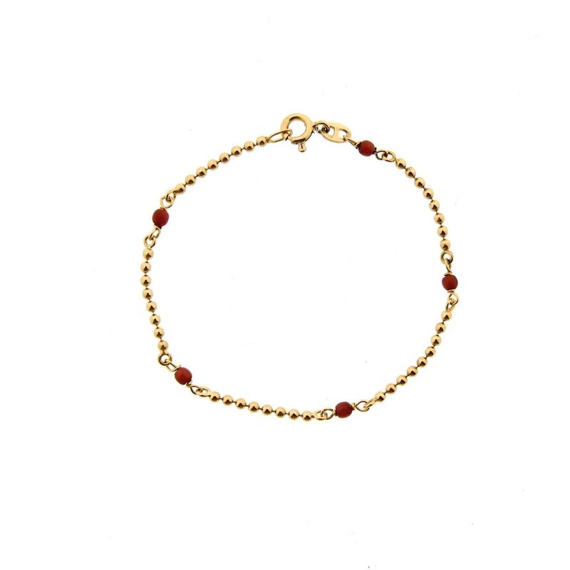 Image 1 of 18 ct. Gold bracelet with red coral | 16.5 cm