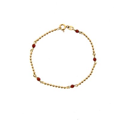 18 ct. Gold bracelet with red coral | 16.5 cm Image 1 of 18 ct. Gold bracelet with red coral | 16.5 cm