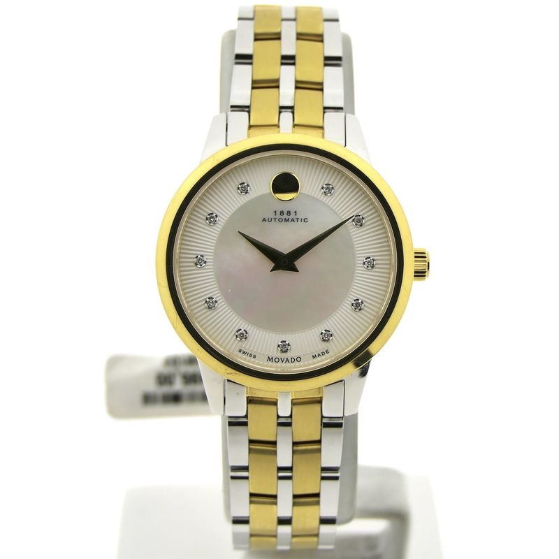 Image 1 of Movado 1881; Automatic two-tone women's watch with MOP and diamond dial; 0607489