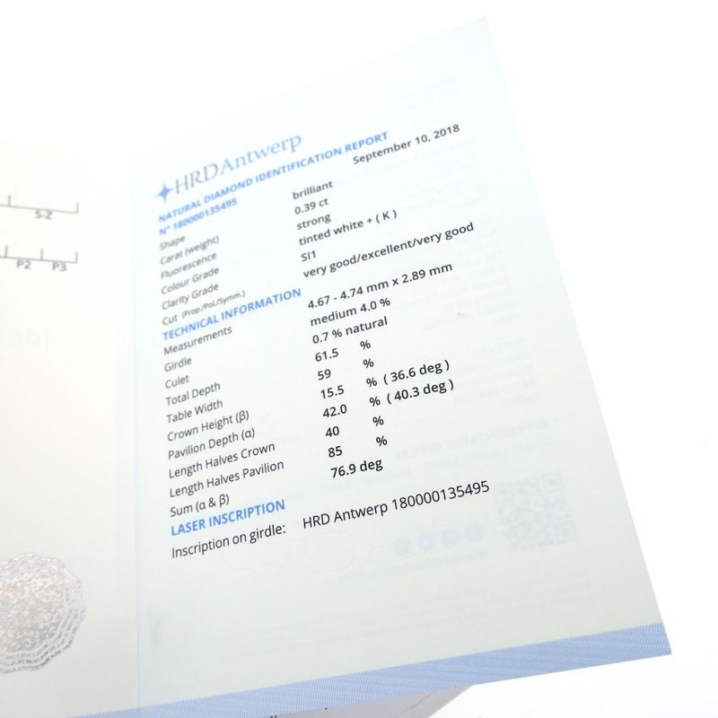 Image 10 of 0.39 ct. Brilliant cut diamond K/SI1 + HRD Certificate - Natural diamond