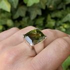 Image 10 of Silver ring with olive green zirconia stone