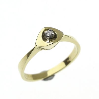 Gold solitaire ring; diamond 0.03 ct. Image 1 of Gold solitaire ring; diamond 0.03 ct.