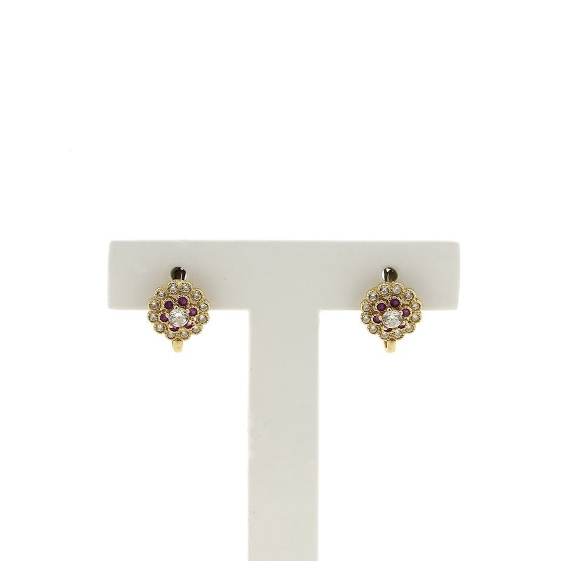 Image 1 of Gold flower earrings with zirconia | Asmina
