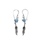 Image 7 of Silver feather earrings with turquoise