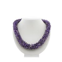 Amethyst bead necklace on silver
