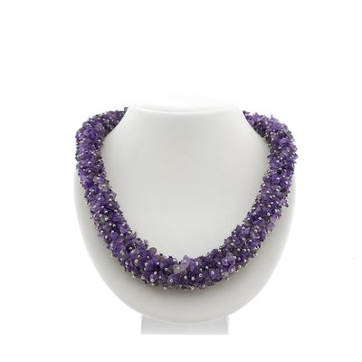 Image 1 of Amethyst bead necklace on silver