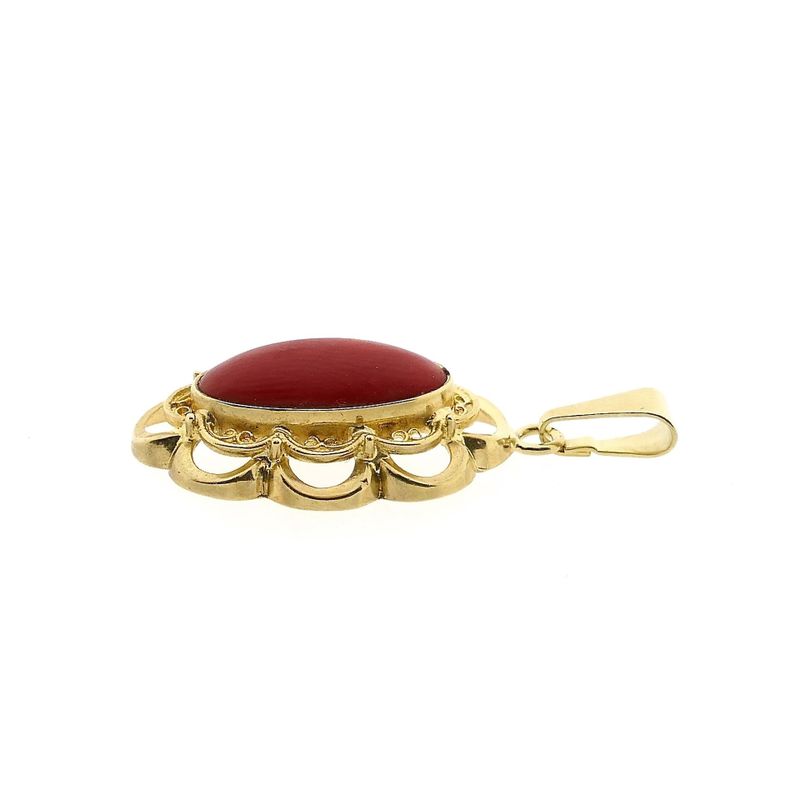 Image 6 of Antique Gold Pendant with Blood Coral