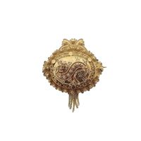 Old Dutch gold brooch with a cap bell