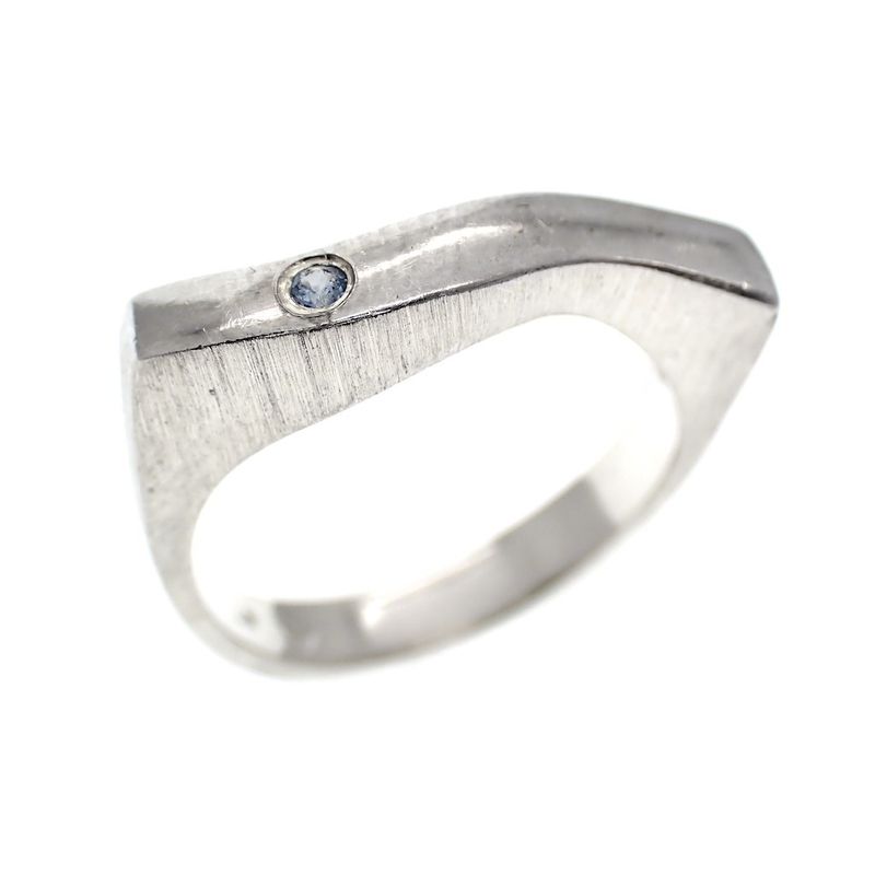 Image 1 of Silver ring with blue zirconia