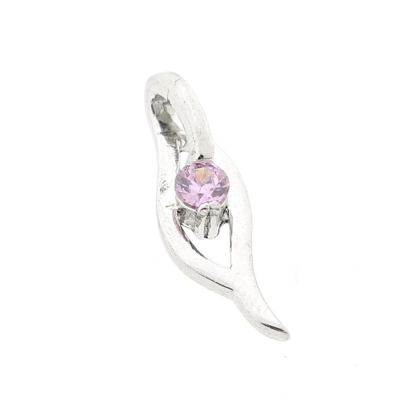 Image 2 of Silver pendant with a pink zirconia