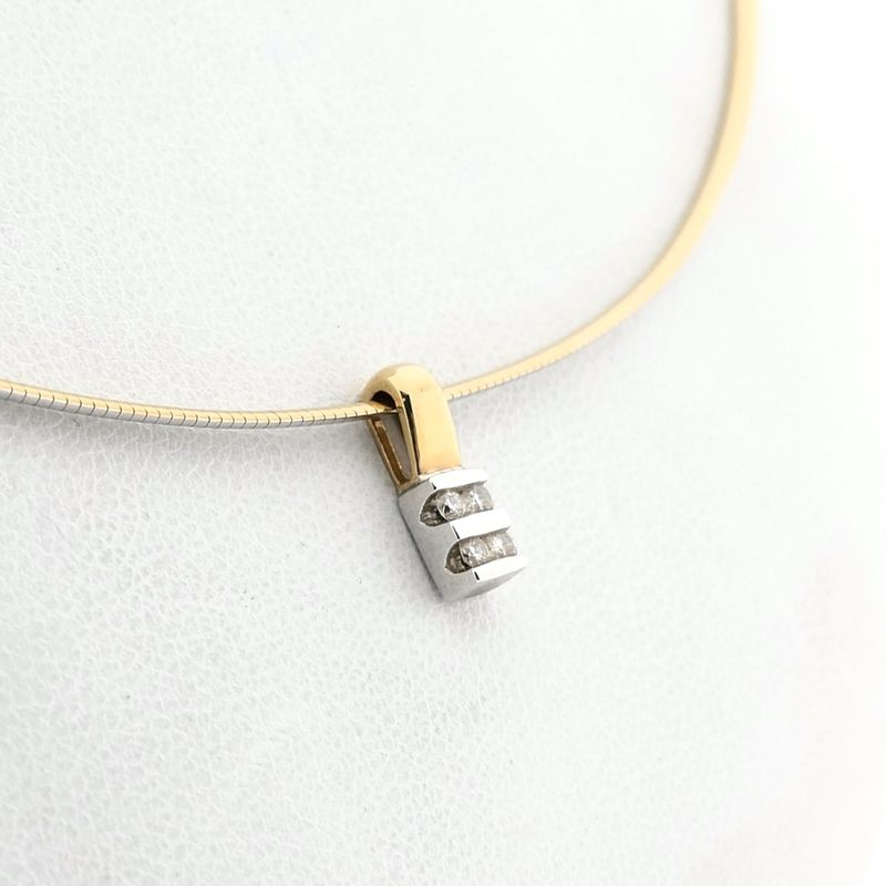 Image 4 of Bicolor Gold Omega Link Necklace with Pendant; Dancangelo