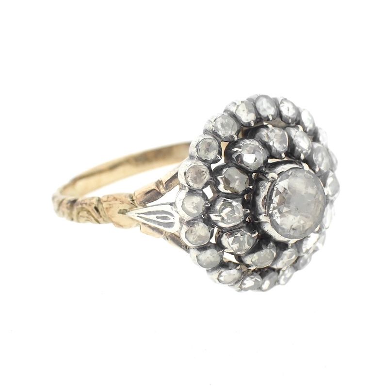Image 8 of Victorian cocktail ring with rose-cut diamonds | approx. 0.94 ct.