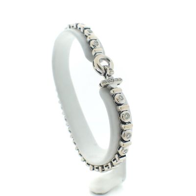 Image 1 of 18K white gold tennis bracelet with 1.23 ct. diamond | 19 cm