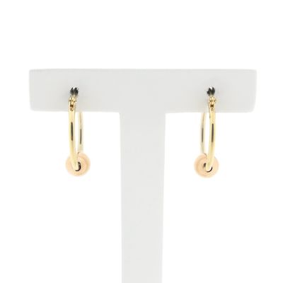 Image 1 of Tricolor gold earrings with a ball; Ø 16.5 mm