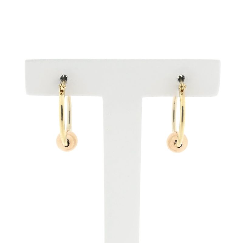 Image 1 of Tricolor gold earrings with a ball; Ø 16.5 mm
