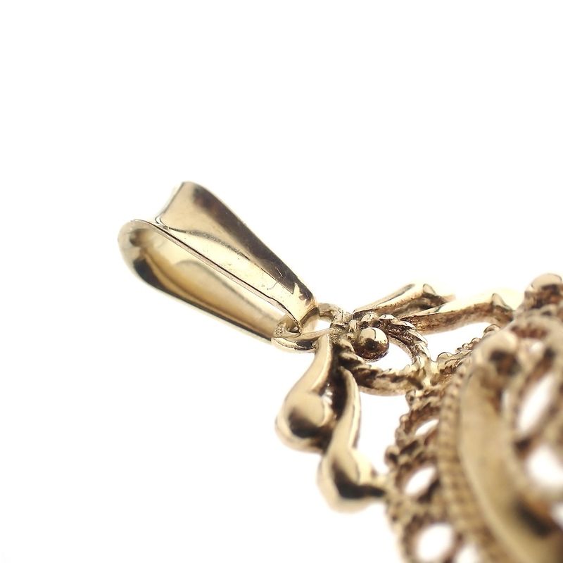 Image 8 of Gold vintage pendant with garnet stone | filigree