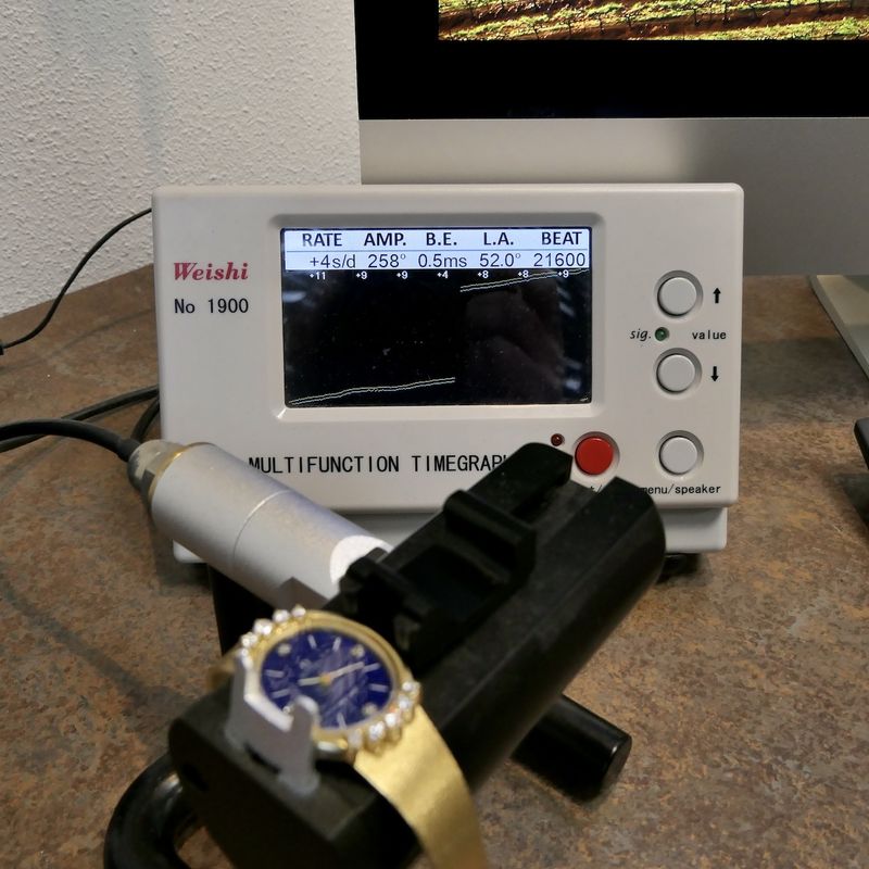 Image 16 of Omega Deville; 18k gold watch with lapis lazuli dial and diamonds