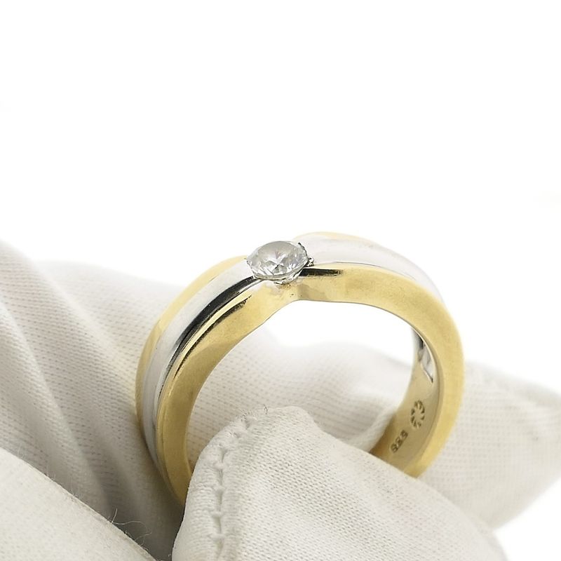 Image 7 of Two-tone gold ring with zirconia