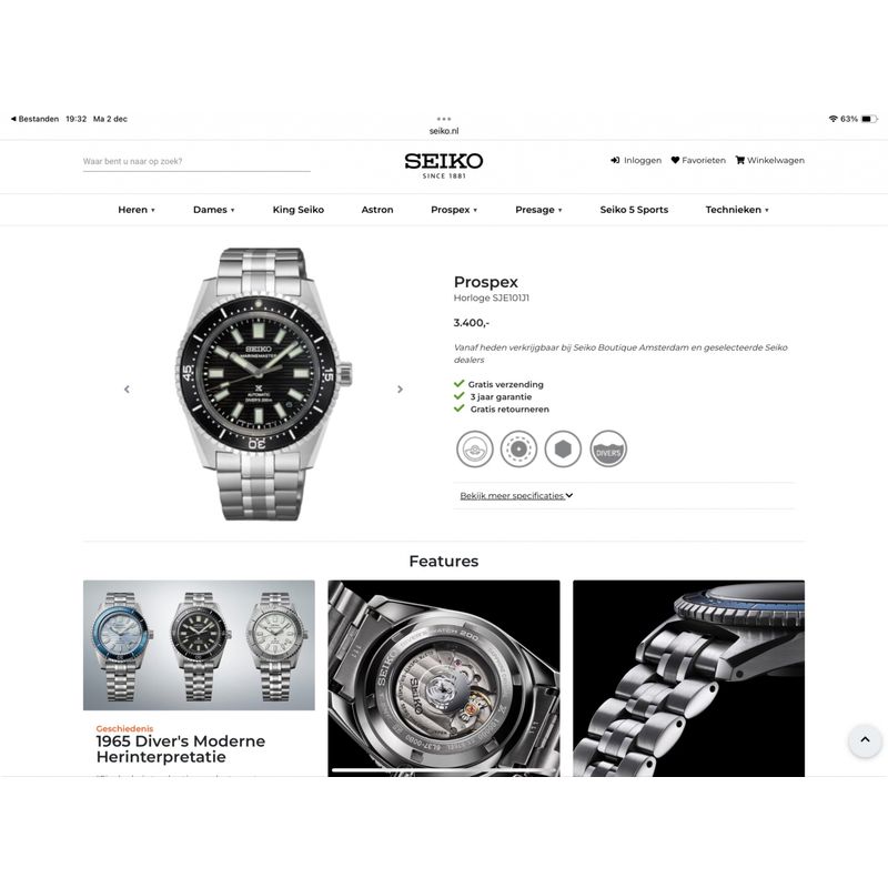 Image 22 of Seiko Prospex Marinemaster SJE101J1; Automatic men's watch