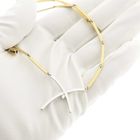 Image 12 of Two-tone gold bar necklace with a fixed pendant and diamond