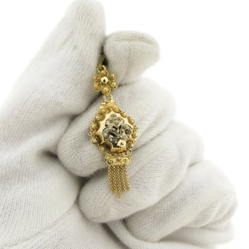 Image 9 of Antique gold pendant of a hat bell