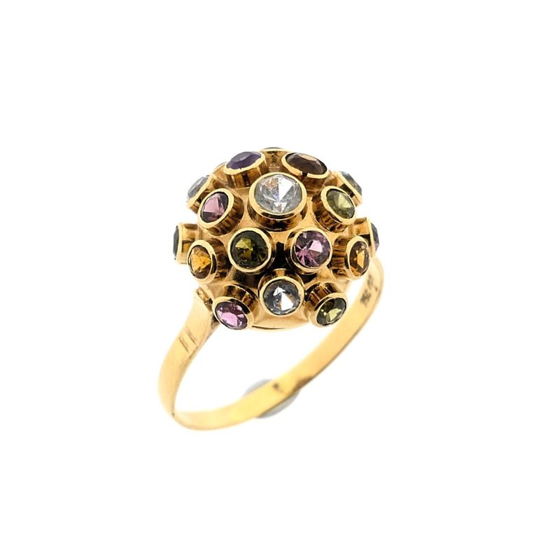 Image 1 of Gold Sputnik ring with a mix of gemstones