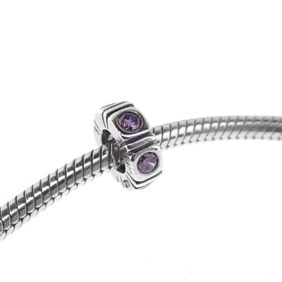 Image 2 of Pandora spacer; Silver; Purple Northern Light
