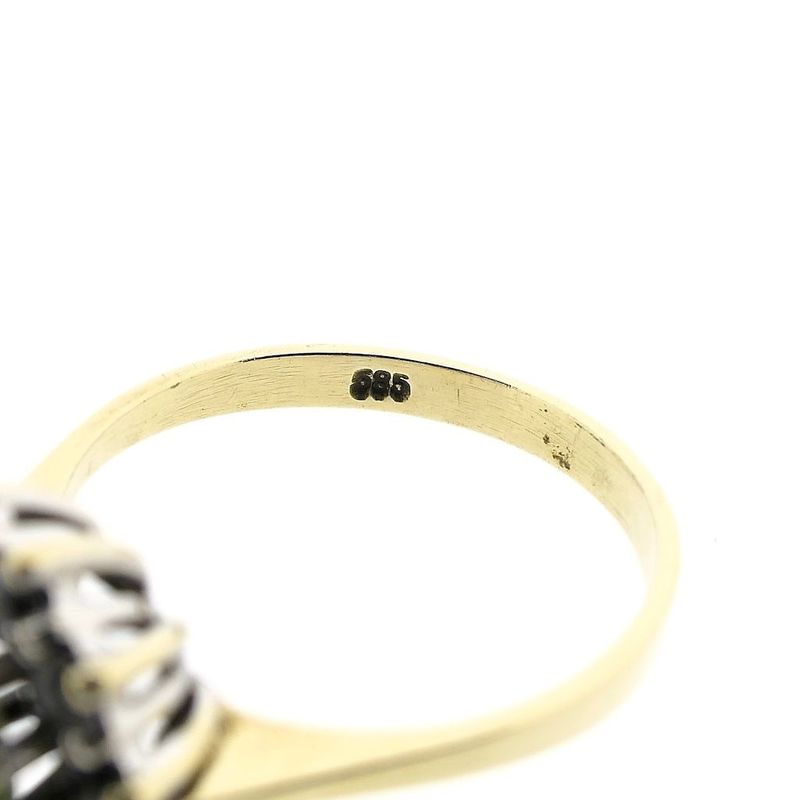 Image 6 of Gold entourage ring with jade and diamonds; 0.3 ct.