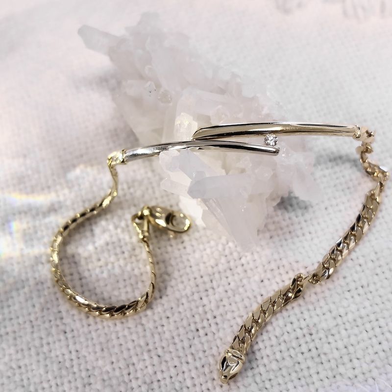 Image 2 of Gold gourmet link bracelet with diamond