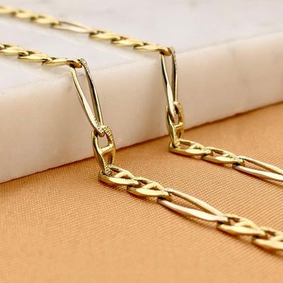 Image 2 of Bicolor Gold Figaro/Marine Link Chain