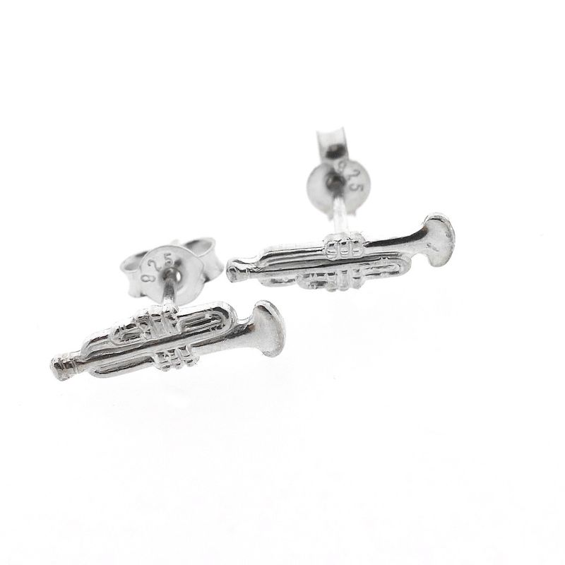 Image 5 of Silver trumpet stud earrings