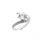 Image 1 of White gold solitaire ring with zirconia.