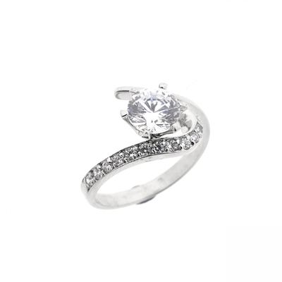 White gold solitaire ring with zirconia. Image 1 of White gold solitaire ring with zirconia.