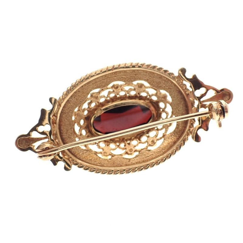 Image 6 of Vintage gold brooch with garnet stones
