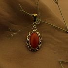 Image 2 of Gold pendant with red coral | Vintage