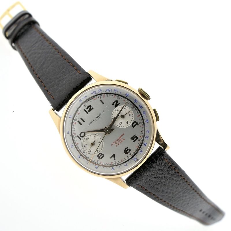 Image 9 of Baume Mercier Vintage Chronograaf; 18k. gouden heren horloge